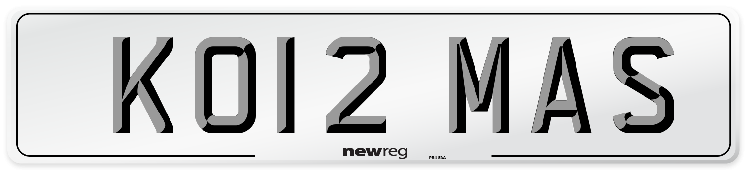 KO12 MAS Number Plate from New Reg